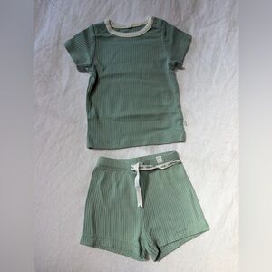 NWOT Mori Ribbed Short Sleeve Pajama Set in Ribbed Mint - size 0-3m